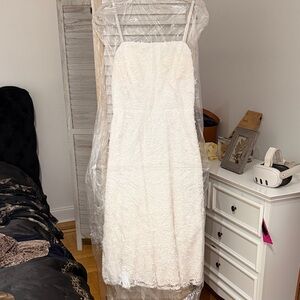 White Lace Strap Midi Dress NEW